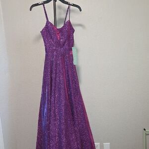 City Triangle Womens A-Line Elegant Purple Glitter Prom/ Homecoming Dress